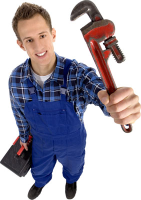 Plumber holding a wrench